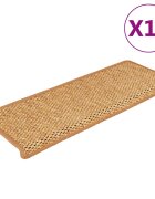 vidaXL Самозалепващи стелки за стълби сизал 15 бр 65x21x4 см сизал