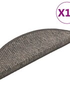 vidaXL Самозалепващи стелки за стълби сизал 15бр 56x17x3см сиво-бежови