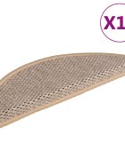 vidaXL Самозалепващи стелки за стълби сизал 15бр 56x17x3см светлобежов