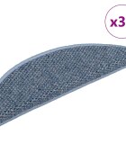 vidaXL Самозалепващи стелки за стълби сизал 30 бр 56x17x3 см сини