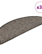vidaXL Самозалепващи стелки за стълби сизал 30бр 65x21x4 см сиво-бежови