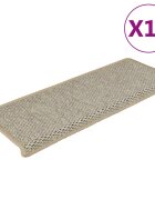 vidaXL Самозалепващи стелки за стълби вид сизал 15 бр 65x21x4см светлозелени