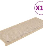vidaXL Самозалепващи стелки за стълби вид сизал 15бр 65x21x4см Berber