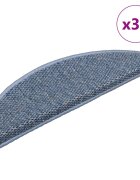 vidaXL Самозалепващи стелки за стълби вид сизал 30 бр 65x21x4 см сини