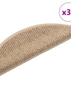 vidaXL Самозалепващи стелки за стълби вид сизал 30бр 56x17x3см пясъчни