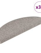 vidaXL Самозалепващи стелки за стълби вид сизал 30бр 65x21x4 см сребро
