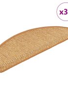 vidaXL Самозалепващи стелки за стълби вид сизал 30бр 65x21x4 см сребро