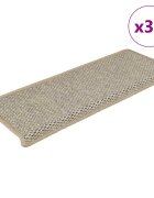 vidaXL Самозалепващи стелки за стълби вид сизал 30бр 65x21x4 см светлозелени