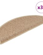 vidaXL Самозалепващи стелки за стълби вид сизал 30бр 65x21x4см пясъчни