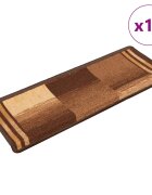 vidaXL Самозалепващи стелки за стъпала 15 бр 65x21x4 см кафяви