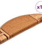 vidaXL Самозалепващи стелки за стъпала 15 бр бежови 65x21x4 см