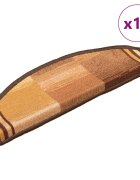vidaXL Самозалепващи стелки за стъпала 15 бр кафяви 65x21x4 см