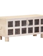 vidaXL Сандък за съхранение бял 110x40x45 см акация масив