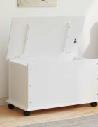 vidaXL Сандък за съхранение с колелца бял ALTA 73x395x43 см бор масив