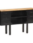 vidaXL Сайдборд 110x30x65 см грубо мангово дърво масив и стомана
