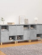 vidaXL Сайдборд 3 бр бетонно сиво 60x35x70 см инженерно дърво