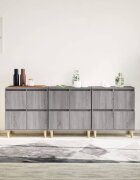 vidaXL Сайдборд 3 бр сив сонома 60x35x70 см инженерно дърво