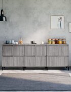 vidaXL Сайдборд 3 бр сив сонома 60x35x70 см инженерно дърво