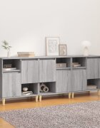 vidaXL Сайдборд 3 бр сив сонома 60x35x70 см инженерно дърво