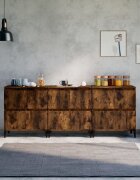 vidaXL Сайдборд 3бр опушен дъб 60x35x70 см инженерно дърво