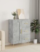vidaXL Сайдборд бетонно сив 695x34x90 см инженерно дърво