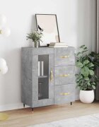 vidaXL Сайдборд бетонно сив 695x34x90 см инженерно дърво