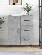 vidaXL Сайдборд бетонно сив 695x34x90 см инженерно дърво