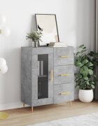 vidaXL Сайдборд бетонно сив 695x34x90 см инженерно дърво