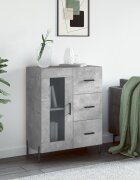 vidaXL Сайдборд бетонно сив 695x34x90 см инженерно дърво