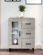 vidaXL Сайдборд бетонно сив 695x34x90 см инженерно дърво