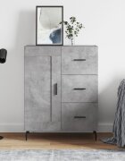 vidaXL Сайдборд бетонно сив 695x34x90 см инженерно дърво