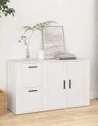 vidaXL Сайдборд бял 100x33x595 см инженерно дърво