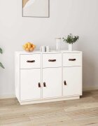 vidaXL Сайдборд бял 100x40x75 см бор масив