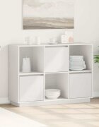 vidaXL Сайдборд бял 1105x35x80 см бор масив