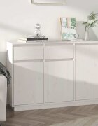 vidaXL Сайдборд бял 110x34x75 см бор масив