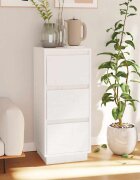 vidaXL Сайдборд бял 32x34x75 см бор масив