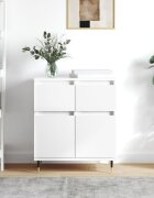 vidaXL Сайдборд бял 60x35x70 см инженерно дърво