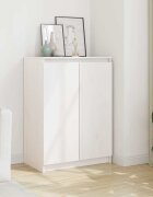 vidaXL Сайдборд бял 60x36x84 см борово дърво масив