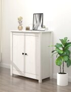 vidaXL Сайдборд бял 70x35x80 см бор масив
