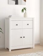 vidaXL Сайдборд бял 70x35x80 см бор масив