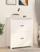 vidaXL Сайдборд бял 83x415x100 см бор масив