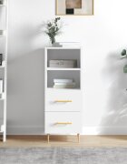 vidaXL Сайдборд бял гланц 345x34x90 см инженерно дърво