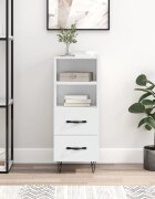 vidaXL Сайдборд бял гланц 345x34x90 см инженерно дърво