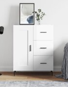 vidaXL Сайдборд бял гланц 695x34x90 см инженерно дърво