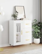 vidaXL Сайдборд бял гланц 695x34x90 см инженерно дърво