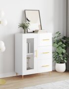 vidaXL Сайдборд бял гланц 695x34x90 см инженерно дърво