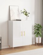 vidaXL Сайдборд бял гланц 695x34x90 см инженерно дърво