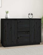 vidaXL Сайдборд черен 111x34x75 см бор масив