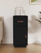 vidaXL Сайдборд черен 34x40x75 см бор масив