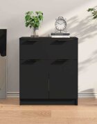 vidaXL Сайдборд черен 60x30x70 см инженерно дърво